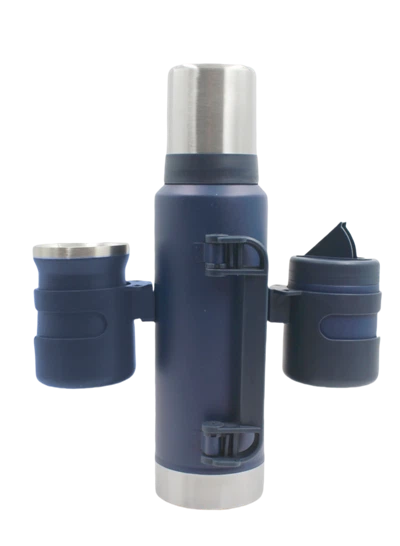 Double Wall Thermos Flask With Attach With Hooks For Cup ,and Tea Cans .