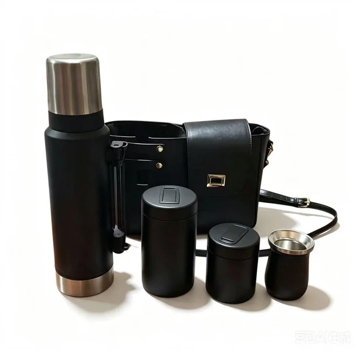 Thermos Flask Mate Cup ,Tea Cans With Leather Bag Combine Set